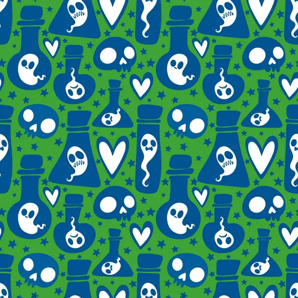 Cadılar Bayramı hayaletleri kağıt, kumaş, çarşaf ve çocuk giysileri baskısı, ambalaj ve şenlikli aksesuarlar için kusursuz çizgi film desenleri. Yüksek kaliteli illüstrasyon