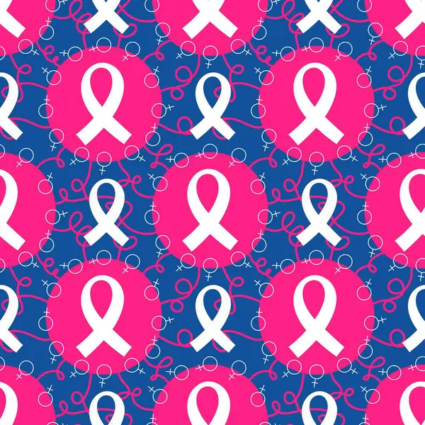 Göğüs kanseri ayı, ambalaj kağıdı, tıbbi aksesuar ve ilaç tekstili için kusursuz pembe kurdele günü deseni. Yüksek kaliteli illüstrasyon