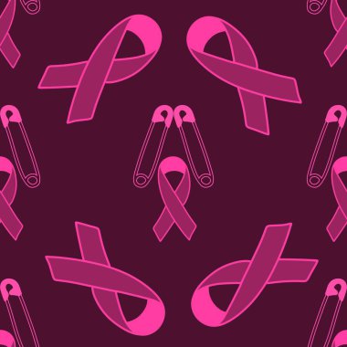 Göğüs kanseri ayı, ambalaj kağıdı, tıbbi aksesuar ve ilaç tekstili için kusursuz pembe kurdele günü deseni. Yüksek kaliteli illüstrasyon