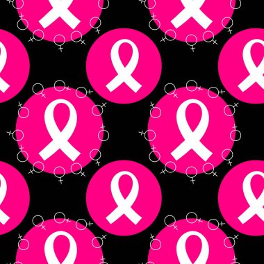 Göğüs kanseri ayı, ambalaj kağıdı, tıbbi aksesuar ve ilaç tekstili için kusursuz pembe kurdele günü deseni. Yüksek kaliteli illüstrasyon