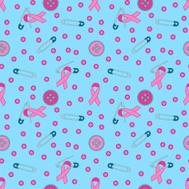 Göğüs kanseri ayı, ambalaj kağıdı, tıbbi aksesuar ve ilaç tekstili için kusursuz pembe kurdele günü deseni. Yüksek kaliteli illüstrasyon