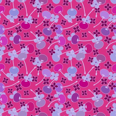 Kağıt, kumaş, çarşaf, çocuk giysileri, tekstil ürünleri, parti aksesuarları ve mutfak için yaz meyvesiz kiraz deseni. Yüksek kaliteli illüstrasyon