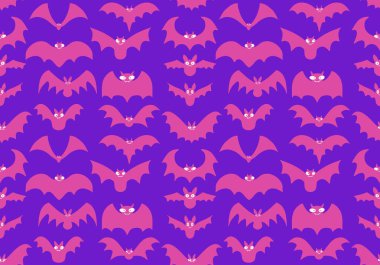 Cadılar Bayramı hayvanlarının karikatürleri karikatürsüz yarasaların canavar desenleri kağıt, kumaş, çarşaf ve çocuk giysileri baskısı ve sonbahar ambalajları ve parti aksesuarları. Yüksek kaliteli illüstrasyon