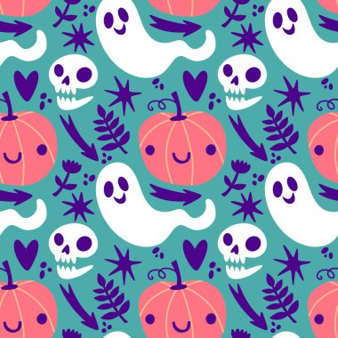 Sonbahar hasadı sebzesiz canavar Cadılar Bayramı balkabağı desenli kağıt, kumaş ve çocuk giysileri baskısı, şenlikli ambalaj ve aksesuarlar. Yüksek kaliteli illüstrasyon