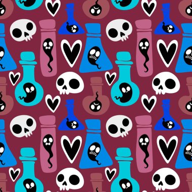 Cadılar Bayramı hayaletleri kağıt, kumaş, çarşaf ve çocuk giysileri baskısı, ambalaj ve şenlikli aksesuarlar için kusursuz çizgi film desenleri. Yüksek kaliteli illüstrasyon