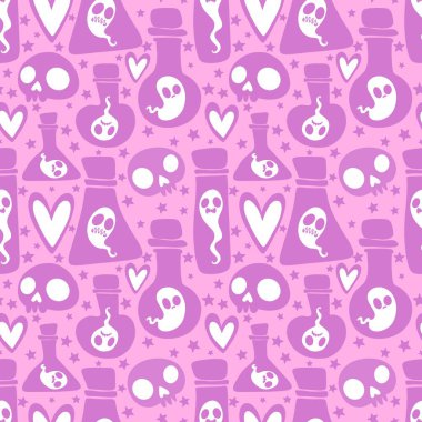 Cadılar Bayramı hayaletleri kağıt, kumaş, çarşaf ve çocuk giysileri baskısı, ambalaj ve şenlikli aksesuarlar için kusursuz çizgi film desenleri. Yüksek kaliteli illüstrasyon