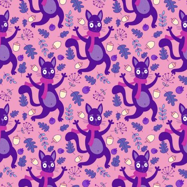 Cadılar bayramı hayvanları kusursuz kediler ve paket kağıdı, kumaş, çarşaf ve çocuk kıyafetleri ve parti aksesuarları için hayalet deseni. Yüksek kaliteli illüstrasyon