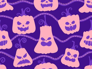 Sonbahar hasadı sebzesiz canavar Cadılar Bayramı balkabağı desenli kağıt, kumaş ve çocuk giysileri baskısı, şenlikli ambalaj ve aksesuarlar. Yüksek kaliteli illüstrasyon