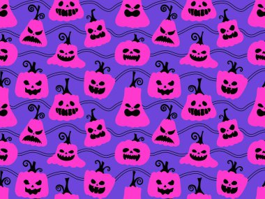 Sonbahar hasadı sebzesiz canavar Cadılar Bayramı balkabağı desenli kağıt, kumaş ve çocuk giysileri baskısı, şenlikli ambalaj ve aksesuarlar. Yüksek kaliteli illüstrasyon