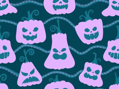 Sonbahar hasadı sebzesiz canavar Cadılar Bayramı balkabağı desenli kağıt, kumaş ve çocuk giysileri baskısı, şenlikli ambalaj ve aksesuarlar. Yüksek kaliteli illüstrasyon