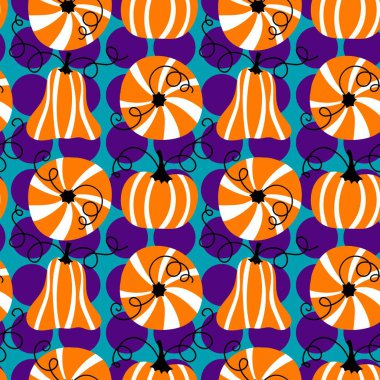 Sonbahar hasadı sebzesiz canavar Cadılar Bayramı balkabağı desenli kağıt, kumaş ve çocuk giysileri baskısı, şenlikli ambalaj ve aksesuarlar. Yüksek kaliteli illüstrasyon