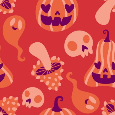 Sonbahar hasadı sebzesiz canavar Cadılar Bayramı balkabağı desenli kağıt, kumaş ve çocuk giysileri baskısı, şenlikli ambalaj ve aksesuarlar. Yüksek kaliteli illüstrasyon