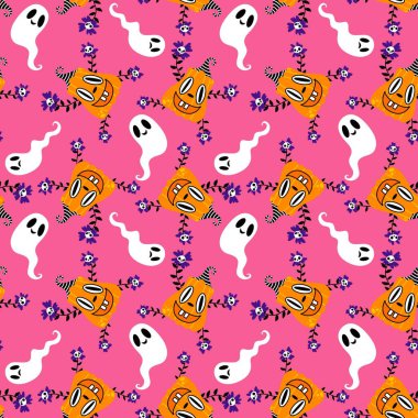 Sonbahar hasadı sebzesiz canavar Cadılar Bayramı balkabağı desenli kağıt, kumaş ve çocuk giysileri baskısı, şenlikli ambalaj ve aksesuarlar. Yüksek kaliteli illüstrasyon