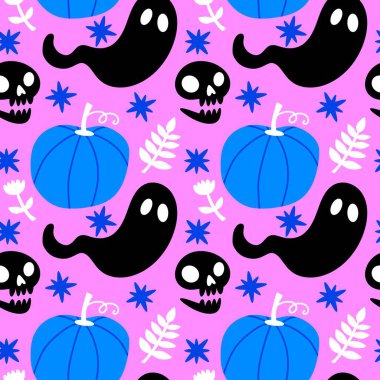 Sonbahar hasadı sebzesiz canavar Cadılar Bayramı balkabağı desenli kağıt, kumaş ve çocuk giysileri baskısı, şenlikli ambalaj ve aksesuarlar. Yüksek kaliteli illüstrasyon