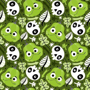 Sonbahar hasadı sebzesiz canavar Cadılar Bayramı balkabağı desenli kağıt, kumaş ve çocuk giysileri baskısı, şenlikli ambalaj ve aksesuarlar. Yüksek kaliteli illüstrasyon