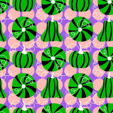 Sonbahar hasadı sebzesiz canavar Cadılar Bayramı balkabağı desenli kağıt, kumaş ve çocuk giysileri baskısı, şenlikli ambalaj ve aksesuarlar. Yüksek kaliteli illüstrasyon