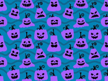 Sonbahar hasadı sebzesiz canavar Cadılar Bayramı balkabağı desenli kağıt, kumaş ve çocuk giysileri baskısı, şenlikli ambalaj ve aksesuarlar. Yüksek kaliteli illüstrasyon