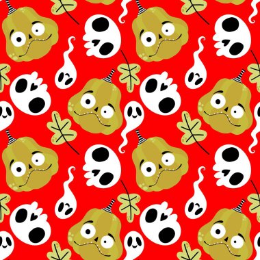 Sonbahar hasadı sebzesiz canavar Cadılar Bayramı balkabağı desenli kağıt, kumaş ve çocuk giysileri baskısı, şenlikli ambalaj ve aksesuarlar. Yüksek kaliteli illüstrasyon