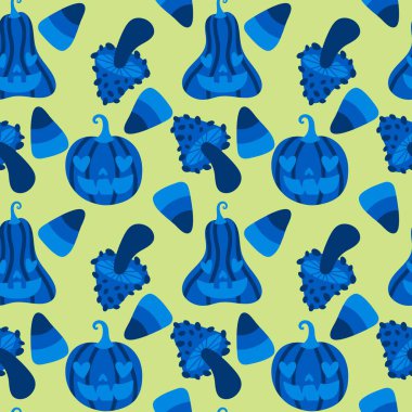 Sonbahar hasadı sebzesiz canavar Cadılar Bayramı balkabağı desenli kağıt, kumaş ve çocuk giysileri baskısı, şenlikli ambalaj ve aksesuarlar. Yüksek kaliteli illüstrasyon