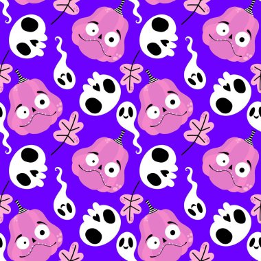 Sonbahar hasadı sebzesiz canavar Cadılar Bayramı balkabağı desenli kağıt, kumaş ve çocuk giysileri baskısı, şenlikli ambalaj ve aksesuarlar. Yüksek kaliteli illüstrasyon