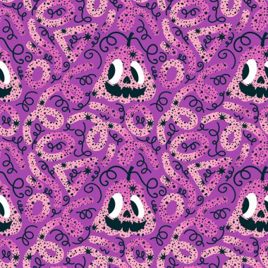 Sonbahar hasadı sebzesiz canavar Cadılar Bayramı balkabağı desenli kağıt, kumaş ve çocuk giysileri baskısı, şenlikli ambalaj ve aksesuarlar. Yüksek kaliteli illüstrasyon