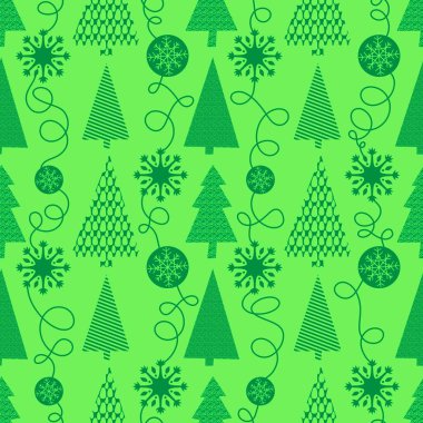 Noel ağacı kağıtları, kumaşlar, çarşaflar, yeni yıl ambalajları, çocuk giysileri baskısı ve Noel partisi aksesuarları için kusursuz kış oyuncakları deseni. Yüksek kalite fotoğraf