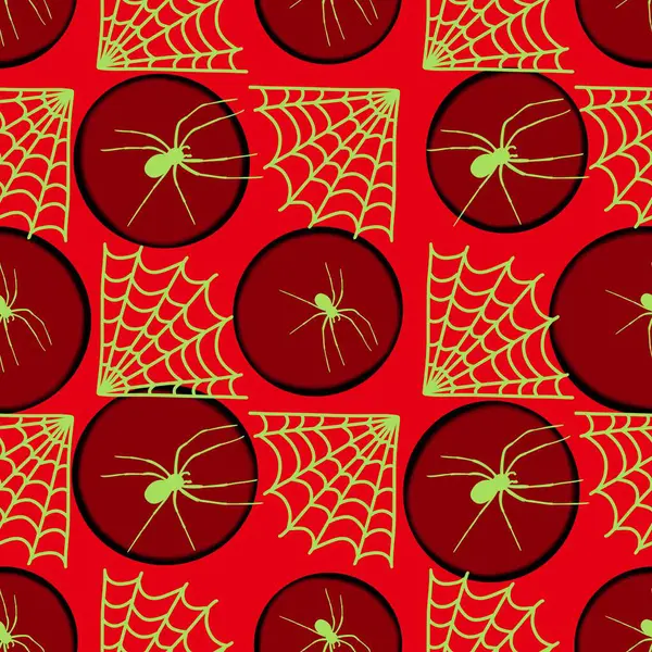 Çizgi film canavarları, duvar kağıtları, kumaşlar, tekstil ve ambalajlar, çarşaflar ve çocuk giysileri baskıları ve ambalaj kağıtları için kusursuz Cadılar Bayramı örümceği desenleri. Yüksek kaliteli illüstrasyon