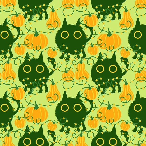 Cadılar Bayramı hayvanları kağıt, kumaş, çarşaf ve çocuk kıyafetleri ve parti aksesuarları için kusursuz kedi desenleri. Yüksek kaliteli illüstrasyon