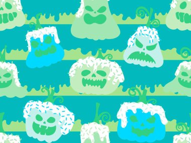 Sonbahar hasadı sebzesiz canavar Cadılar Bayramı balkabağı desenli kağıt, kumaş ve çocuk giysileri baskısı, şenlikli ambalaj ve aksesuarlar. Yüksek kaliteli illüstrasyon