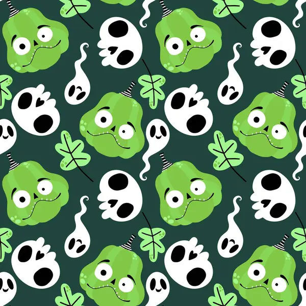 Sonbahar hasadı sebzesiz canavar Cadılar Bayramı balkabağı desenli kağıt, kumaş ve çocuk giysileri baskısı, şenlikli ambalaj ve aksesuarlar. Yüksek kaliteli illüstrasyon