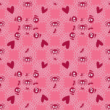 Çizgi film canavarları, duvar kağıtları, kumaşlar, tekstil ve ambalajlar, çarşaflar ve çocuk giysileri baskıları ve ambalaj kağıtları için kusursuz Cadılar Bayramı örümceği desenleri. Yüksek kaliteli illüstrasyon