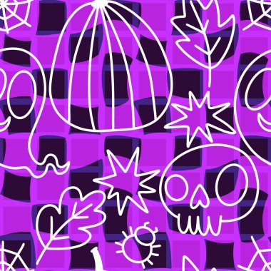 Sonbahar hasadı sebzesiz canavar Cadılar Bayramı balkabağı desenli kağıt, kumaş ve çocuk giysileri baskısı, şenlikli ambalaj ve aksesuarlar. Yüksek kaliteli illüstrasyon