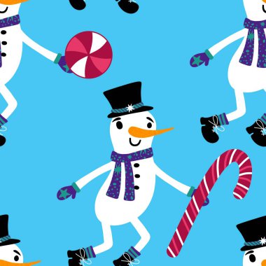 Kardan adam desenli Noel kardan adam desenli ambalajlar, kumaşlar, çarşaflar, çocuk giysileri baskısı, parti aksesuarları ve yeni yıl paketleri. Yüksek kaliteli illüstrasyon