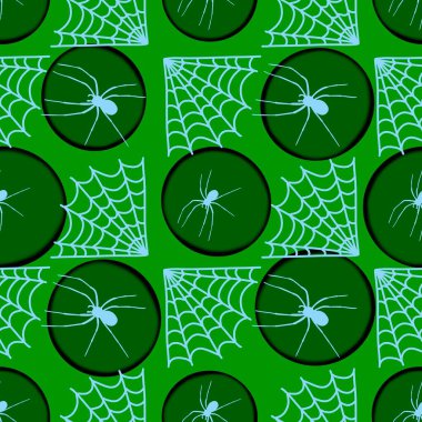 Çizgi film canavarları, duvar kağıtları, kumaşlar, tekstil ve ambalajlar, çarşaflar ve çocuk giysileri baskıları ve ambalaj kağıtları için kusursuz Cadılar Bayramı örümceği desenleri. Yüksek kaliteli illüstrasyon