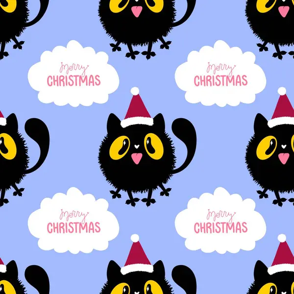 Çizgi filmlerdeki komik kediler ambalajsız Noel desenleri ve çocuk giysileri baskısı ve şenlikli ambalajlar ve kumaşlar ve çarşaflar ve yeni yıl ve Noel. Yüksek kaliteli illüstrasyon