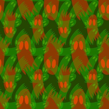 Cadılar Bayramı hayaletleri kağıt, kumaş, çarşaf ve çocuk giysileri baskısı, ambalaj ve şenlikli aksesuarlar için kusursuz çizgi film desenleri. Yüksek kaliteli illüstrasyon