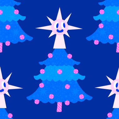 Noel ağacı kağıtları, kumaşlar, çarşaflar, yeni yıl ambalajları, çocuk giysileri baskısı ve Noel partisi aksesuarları için kusursuz kış oyuncakları deseni. Yüksek kaliteli illüstrasyon