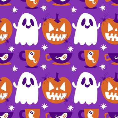 Sonbahar hasadı sebzesiz canavar Cadılar Bayramı balkabağı desenli kağıt, kumaş ve çocuk giysileri baskısı, şenlikli ambalaj ve aksesuarlar. Yüksek kaliteli illüstrasyon