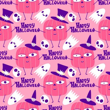 Sonbahar hasadı sebzesiz canavar Cadılar Bayramı balkabağı desenli kağıt, kumaş ve çocuk giysileri baskısı, şenlikli ambalaj ve aksesuarlar. Yüksek kaliteli illüstrasyon