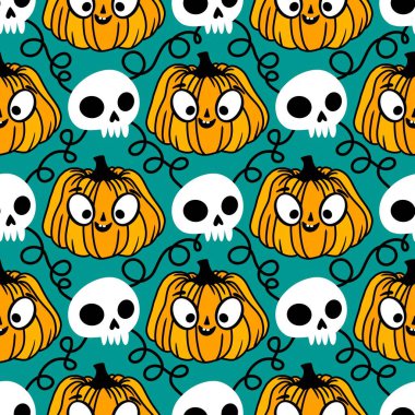 Sonbahar hasadı sebzesiz canavar Cadılar Bayramı balkabağı desenli kağıt, kumaş ve çocuk giysileri baskısı, şenlikli ambalaj ve aksesuarlar. Yüksek kaliteli illüstrasyon