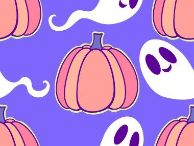 Sonbahar hasadı sebzesiz canavar Cadılar Bayramı balkabağı desenli kağıt, kumaş ve çocuk giysileri baskısı, şenlikli ambalaj ve aksesuarlar. Yüksek kaliteli illüstrasyon