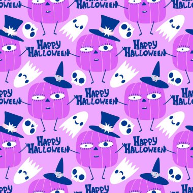 Sonbahar hasadı sebzesiz canavar Cadılar Bayramı balkabağı desenli kağıt, kumaş ve çocuk giysileri baskısı, şenlikli ambalaj ve aksesuarlar. Yüksek kaliteli illüstrasyon