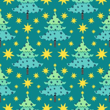 Noel ağacı kağıtları, kumaşlar, çarşaflar, yeni yıl ambalajları, çocuk giysileri baskısı ve Noel partisi aksesuarları için kusursuz kış oyuncakları deseni. Yüksek kaliteli illüstrasyon