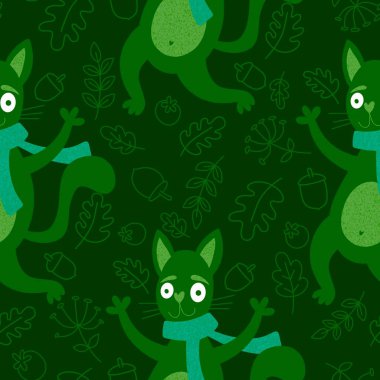 Cadılar bayramı hayvanları kusursuz kediler ve paket kağıdı, kumaş, çarşaf ve çocuk kıyafetleri ve parti aksesuarları için hayalet deseni. Yüksek kaliteli illüstrasyon