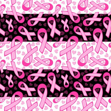 Göğüs kanseri ayı, ambalaj kağıdı, tıbbi aksesuar ve ilaç tekstili için kusursuz pembe kurdele günü deseni. Yüksek kaliteli illüstrasyon