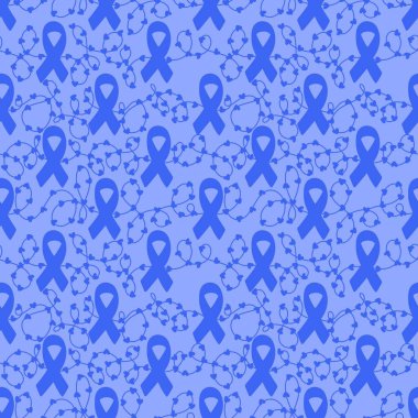 Göğüs kanseri ayı, ambalaj kağıdı, tıbbi aksesuar ve ilaç tekstili için kusursuz pembe kurdele günü deseni. Yüksek kaliteli illüstrasyon