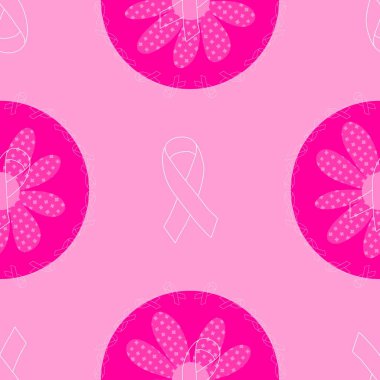 Göğüs kanseri ayı, ambalaj kağıdı, tıbbi aksesuar ve ilaç tekstili için kusursuz pembe kurdele günü deseni. Yüksek kaliteli illüstrasyon