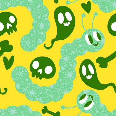 Cadılar Bayramı şekersiz jöle desenli kumaşlar, kumaşlar, çarşaflar ve çocuk giysileri baskısı ve sonbahar partisi aksesuarları. Yüksek kaliteli illüstrasyon