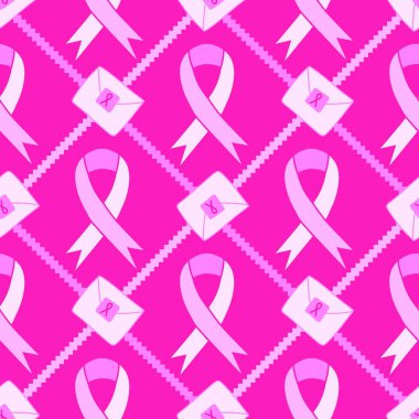 Göğüs kanseri ayı, ambalaj kağıdı, tıbbi aksesuar ve ilaç tekstili için kusursuz pembe kurdele günü deseni. Yüksek kaliteli illüstrasyon