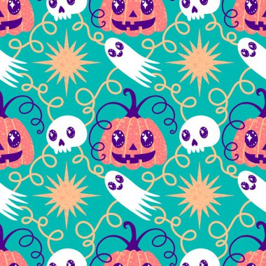 Sonbahar hasadı sebzesiz canavar Cadılar Bayramı balkabağı desenli kağıt, kumaş ve çocuk giysileri baskısı, şenlikli ambalaj ve aksesuarlar. Yüksek kaliteli illüstrasyon